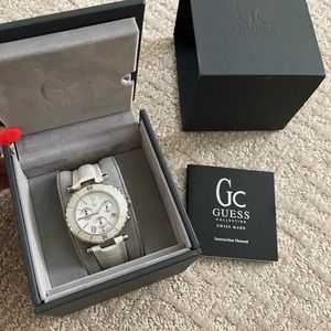Gc GUESS Collection Swiss Made Chronograph White Leather Watch